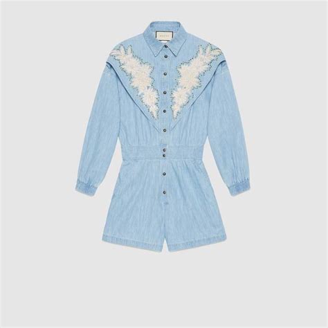 gucci denim shirt women's|gucci denim jumpsuit.